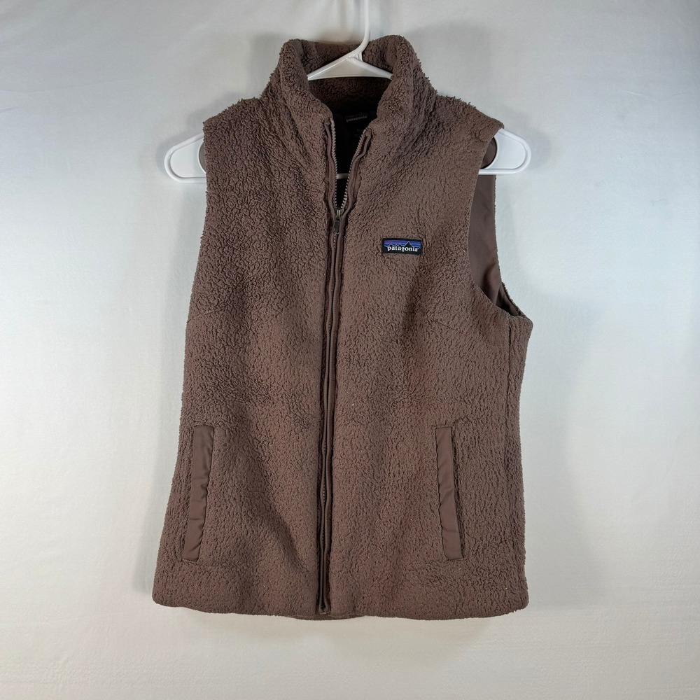 Patagonia Los Gatos Fleece Vest Brown Full Zip Sleeveless Jacket Womens Small